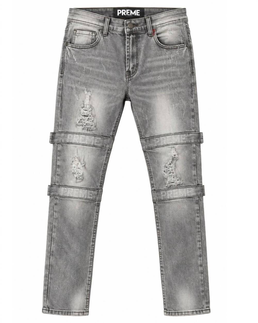 NEW PREME men's distressed jeans in burbon gray